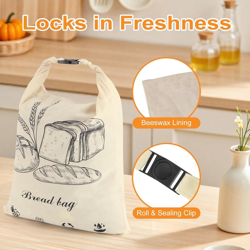 PICcircuit 2 PACK Beeswax Sourdough Bread Bags for Homemade Bread, Reusable Cotton Beeswax Bread Bag Portable Waxed Storage All Natural Bees Wax Linen Bag Keep Fresh,13''×17'', 01 - Image 3